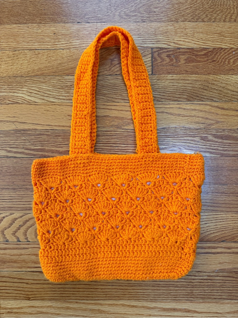 Handcrafted Orange Crochet Tote Bag